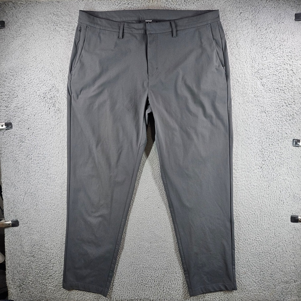 Fabletics Only-Way Tech Pants Mens 40x32 Charcoal Gray Stretch Performance Chino